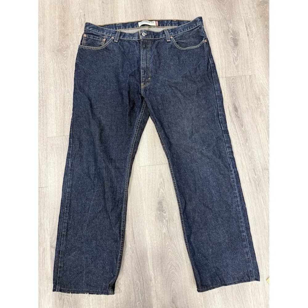 Vintage Y2K Levis 505 Jeans Mens 40x31 Dark Wash Blue Denim Zip Fly Hemmed